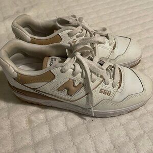 New Balance 550 Womens - White and tan